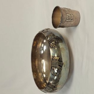 Grouping of Two Hammered Silver Peruvian Items