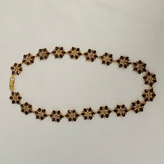 Garnet, Marcasite, Silver Gilt Necklace