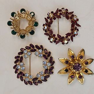 Collection of Vintage Rhinestone Brooches