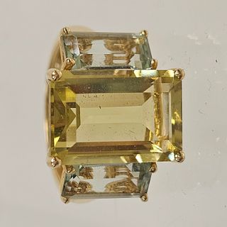 Citrine, Prasiolite, 14k Yellow Gold Ring