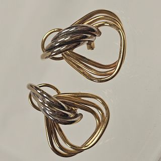 Pair of 14k Yellow and White Gold Earrings