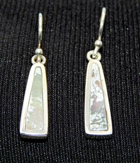 .925 Sterling Silver Obelisk Mother of Pearl Earrings 