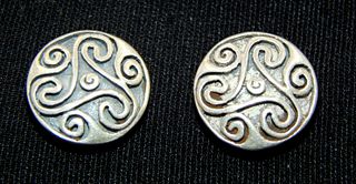 .925 Sterling Silver Scroll Button Post Earrings