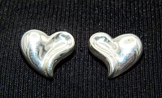 .925 Sterling Silver Solid Heart Post Earrings 