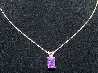 14k Gold Fine Filigree Chain with 14k Amethyst Pendant Necklace