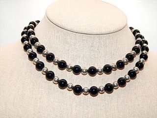 .925 Sterling Silver Black Onyx Necklace 