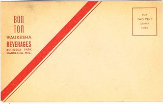 1940 Bon Ton Beverages Waukesha Wisconsin Post Card 