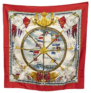 HERMES SILK TWILL SCARF, 'VIVE LE VENT'