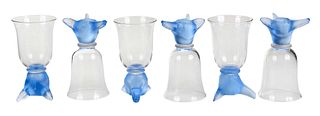 Set of 12 Glass Fox Stirrup Cups