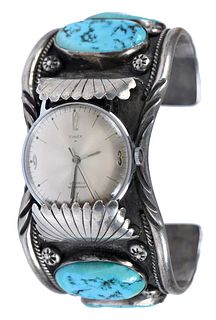 Sterling and Turquoise Cuff Watch