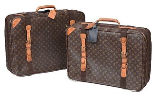 Two Louis Vuitton Satellite Soft Side Suitcases