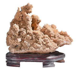 Cave Calcite Specimen on Wood Stand
