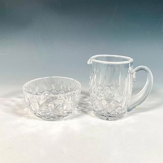 2pc Waterford Crystal Small Pitcher + Sugar Bowl, Lismore