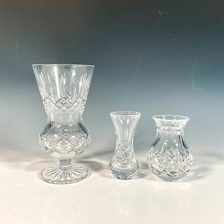 3pc Waterford Crystal Thistle Vases, Lismore