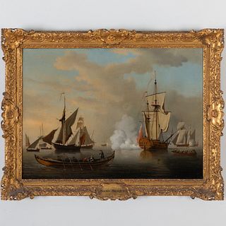 Attributed to Samuel Scott (1702-1777): Warships at Sea