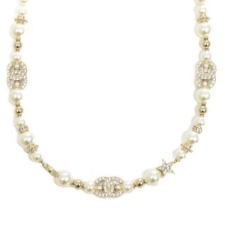 CHANEL COCO MARK STAR FAUX PEARL NECKLACE