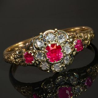 VICTORIAN RUBY AND DIAMOND RING