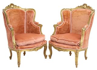 (2) FRENCH LOUIS XV STYLE WINGBACK BERGERES
