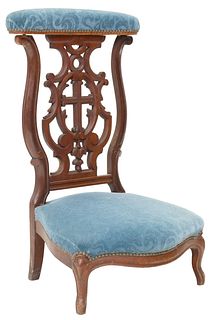 FRENCH GOTHIC REVIVAL UPHOLSTERED PRIE-DIEU