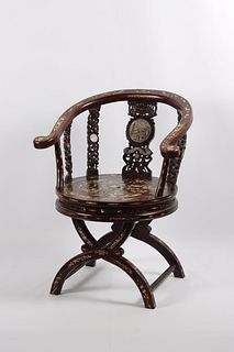 A Chinese chair with stylized bone inlay, made in Ningbo, Qing Dynasty