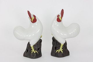 A pair of Chinese roosters, Qing Dynasty