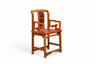 A Chinese wooden chair with inserted carved panels, 19th Century