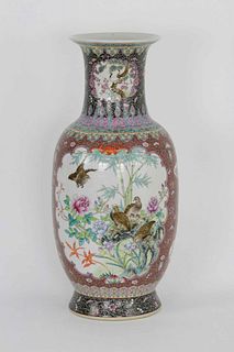 A large Chinese famille rose baluster vase, 20th Century