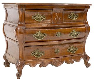 FRENCH LOUIS XV FOUR-DRAWER BOMBE COMMODE, 18TH C.