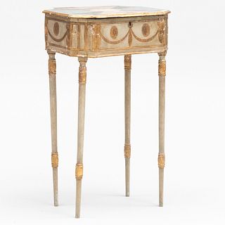 George III Faux Painted and Parcel-Gilt Work Table