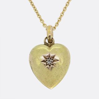 18k & 15k Victorian Diamond Heart Pendant Necklace