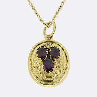18ct & 15ct Victorian Garnet Locket Necklace