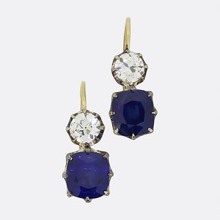 14k Vintage Sapphire and Diamond Earrings