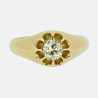 18k Victorian 0.50 Carat Old Cut Diamond Gypsy Ring