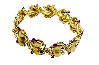 Mario Buccellati Gold Heart Design Bracelet With Gemstones