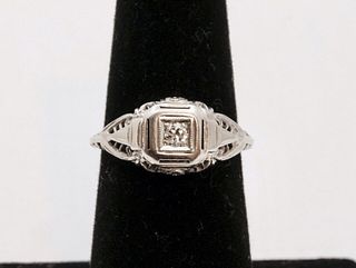 Art Deco Diamond White Gold Ring