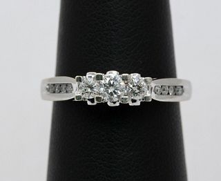 White Gold Three Diamond Engagement Ring