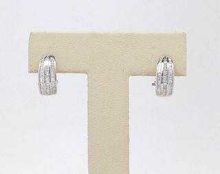 White Gold Channel Set Diamond Earrings 1.00 Cts in Diamonds