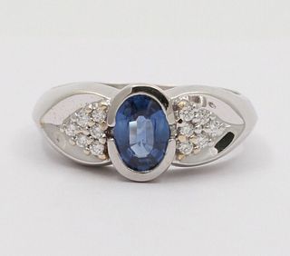 Vintage White Gold Sapphire & Diamond Ring