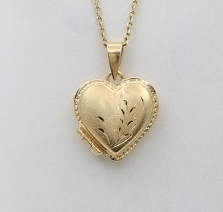 Vintage Yellow Gold Heart Locket Pendant Charm
