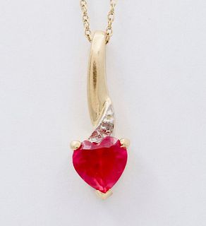 Vintage Yellow Gold Heart Diamond Pendant