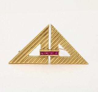 Vintage Tiffany & Co Ruby Triangle Brooch