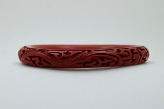 Vintage Red Cinnabar Chanterelle Bangle Bracelet