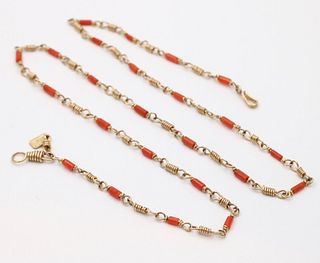 Vintage Yellow Gold Coral Necklace