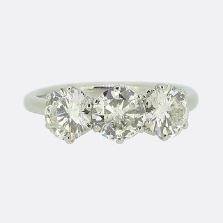 18k Vintage 2.60 Carat Diamond Three-Stone Ring