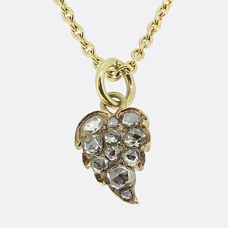 18ct & 15ct Victorian Diamond Leaf Pendant Necklace