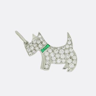 Platinum Tiffany & Co. Diamond and Emerald Scottie Dog Charm Pendant