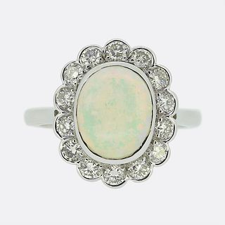 18k Opal and Diamond Cluster Ring