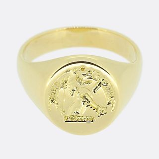 18k Rampant Lion Intaglio Signet Ring