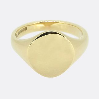 9ct Vintage Plain Oval Signet Ring