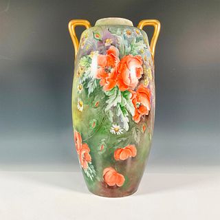 O & E.G. Royal Austria Porcelain Floral Vase, Signed